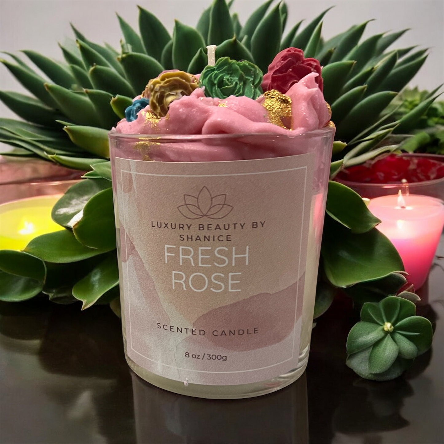 fresh rose candle